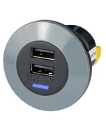 Alfatronix PV65R-AAFF IP65 Double USB A Charger - Front Fit