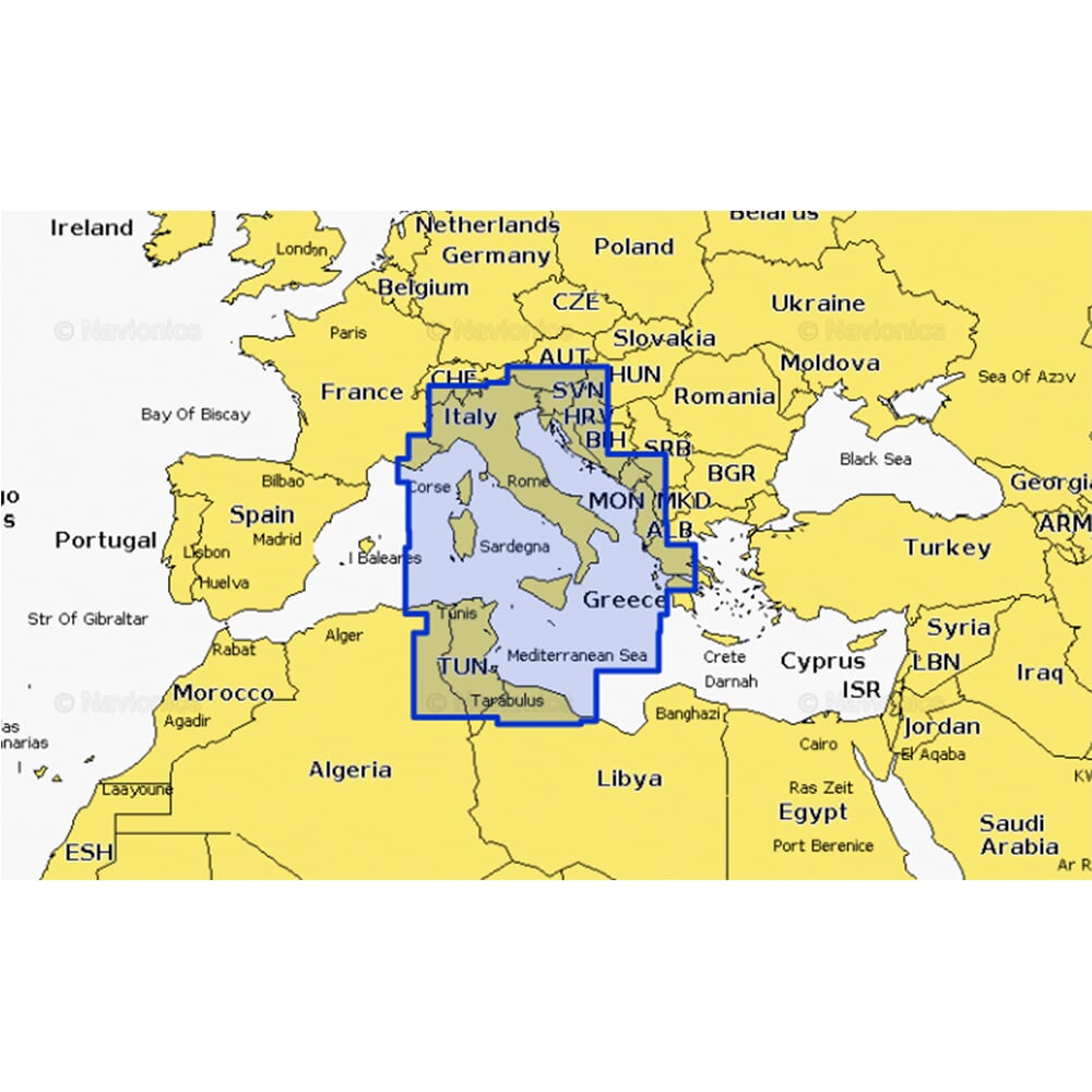 Navionics Platinum+ Large Chart: 33P+ - Mediterranean Central - SD-Card