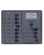 BEP CBrkr Pnl DC 24V 12X Single Pole 3 x 5A 4 x 10A 4 x 15A 1 x 25A W/ Analog VoltMeter & Ammeter