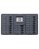 BEP CBrkr Pnl DC 24V 20X Single Pole 5 x 5A 6 x 10A 7 x 15A 1 x 20A 1 x 30A W/ Analog VoltMeter & Ammeter
