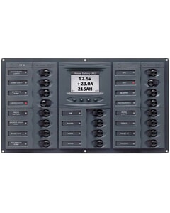 BEP CBrkr Pnl DC 12V 20X SPole 5 x 5A 6 x 10A 7 x 15A 1 x 20A 1 x 30A Vertical W/DC Color Sys Monitor (DCSM)