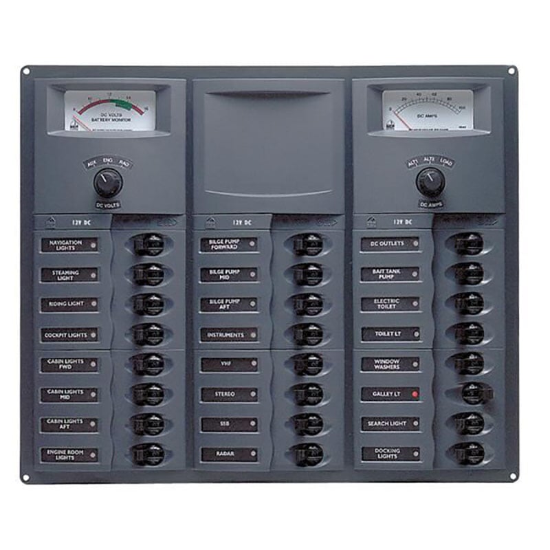 BEP CBrkr Pnl DC 24V W/Analog VoltMeter & Ammeter
