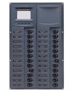 BEP CBrkr Pnl DC 24V 24X Sgl Pole 5 x 5A 8 x 10A 8 x 15A 1 x 20A 1 x 25A 1 x 30A Vert W/Anl VMeter & Ammeter
