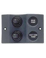 BEP Sw Pnl Micro DC 12/24V 2XON/Off 20A WProof IP56 LED Backlit Labels Green/Off Red/ON Charcoal