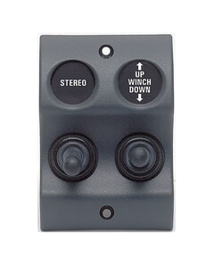 BEP Sw Pnl Micro DC 12/24V 1XON/Off 1X(On)/Off 20A WProof IP56 LED Backlit Labels
