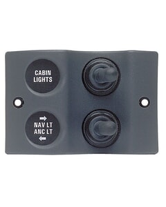 BEP Sw Pnl Micro DC 12/24V 1XON/Off 1XON/Off/ON 20A WProof IP56 LED Backlit Labels