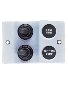 BEP Sw Pnl Micro Series DC 12/24V 2XON/Off 20A WProof IP56 LED Backlit Labels