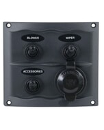 BEP Switch Panel DC Waterproof 3XON/Off 1XPower Receptacle 16A