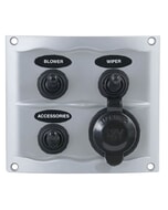 BEP Switch Panel DC Waterproof 3XON/Off 1XPower Receptacle 16A White