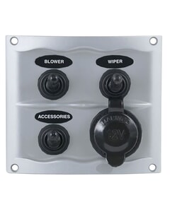 BEP Switch Panel DC Waterproof 3XON/Off 1XPower Receptacle 16A White