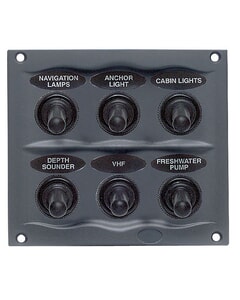 BEP Switch Panel DC Waterproof 6XON/Off Charcoal