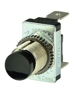 BEP Switch Contact Off-(On) 12V DC 10A Black Button 1/4 in Blade Terminals