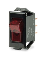 BEP Switch Rocker Off-On Single Pole 12V 1/4 in Terminal Blades Illuminated Red