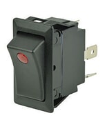 BEP Switch Rocker (On)-Off-(On) Single Pole 12V 1/4 in Terminal Blades 1X Red LED