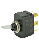 BEP Switch Toggle On-Off-On Single Pole 12V 1/4 in Terminal Blades Red LED