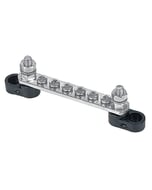 BEP Bus Bar Single 6x 4 mm Screw Terminal 2x 6 mm Input Stud 100A No Covers - Bulk Pack Qty 1