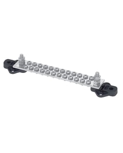 BEP Bus Bar Single 24x 4 mm Screw Terminal 2x 6 mm Input Stud 150A No Covers - Bulk Pack Qty 1