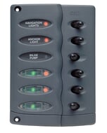 BEP Switch Panel DC Contour Waterproof 6XON/Off With Fuse Holder Grey
