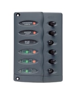 BEP Switch Panel DC Contour Waterproof 6XON/Off With Fuse Holder Grey