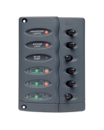 BEP Switch Panel DC Contour Waterproof 6XON/Off With Fuse Holder White