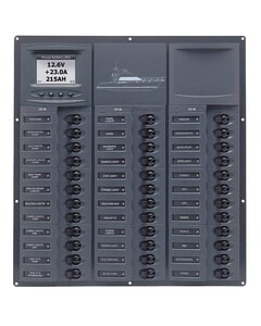 BEP CBrkr Pnl Cruiser DC 24V 36XSgl Pole 8 x 5A 12 x 10A 12 x 15A 2 x 20A 1 x 25A 1 x 30A W/Anl VMeter&Ammeter