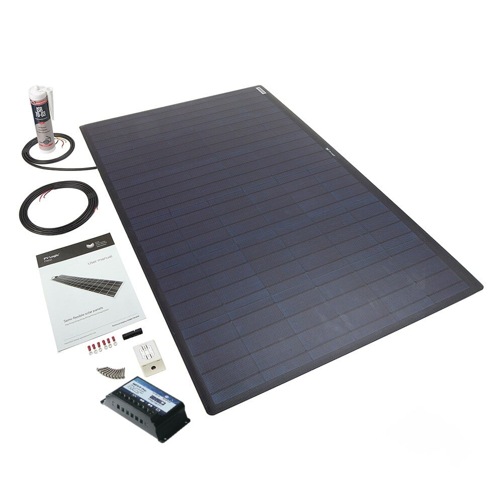 Solar Technology 100W Flexi Black Solar Panel Roof/Deck Top Kit & MPPT ...
