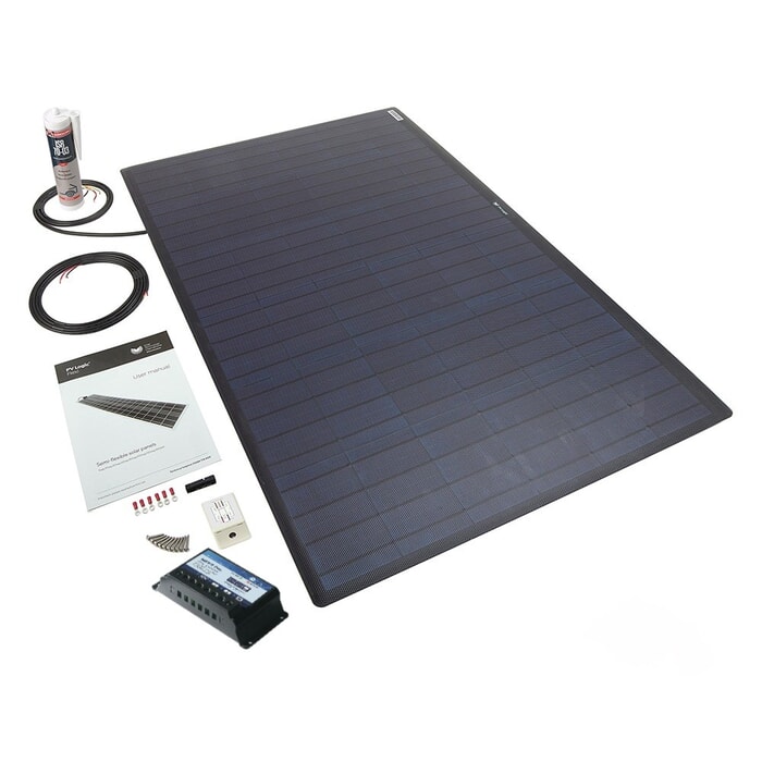 Solar Stack Trim Kit Solar Technology 100W Flexi Black Solar Panel Roof/Deck Top Kit & MPPT ...